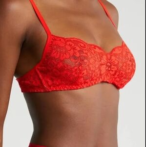 We Are HAH by Free People Red Lace Hook Up Bra Fits Sizes 32-40DD